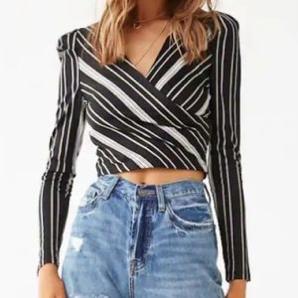 IRIS Surplice Wrap Cropped Blouse